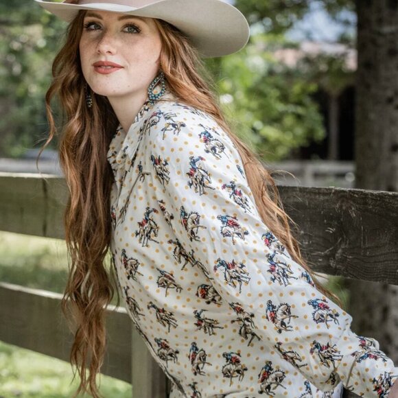 Cotton & Rye Buckaroo Betty Pearl Snap Long Sleeved Western Blouse Top size XL - Picture 1 of 9